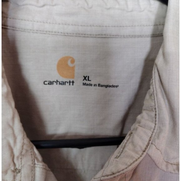 Men's XL Tan Carhartt Short Sleeve Button Up Shirt - Picture 2 of 6